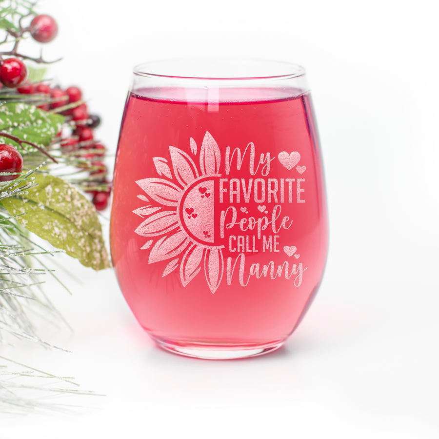 Sunflower Favorite Nanny Stemless Wine Glass