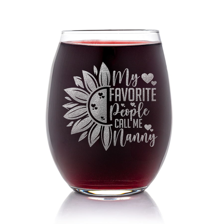 Sunflower Favorite Nanny Stemless Wine Glass