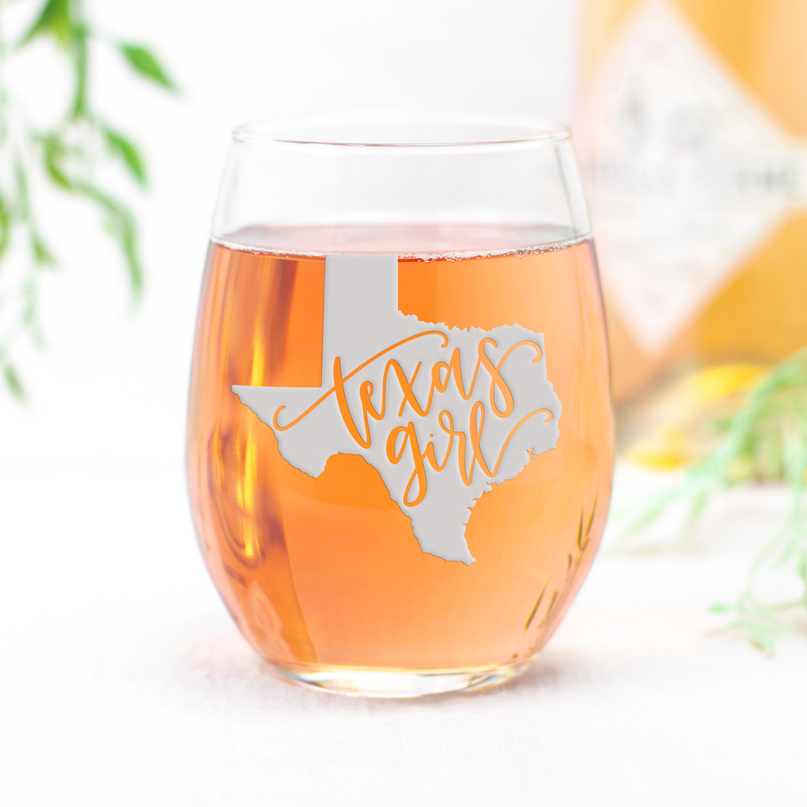 Texas Girl Stemless Wine Glass