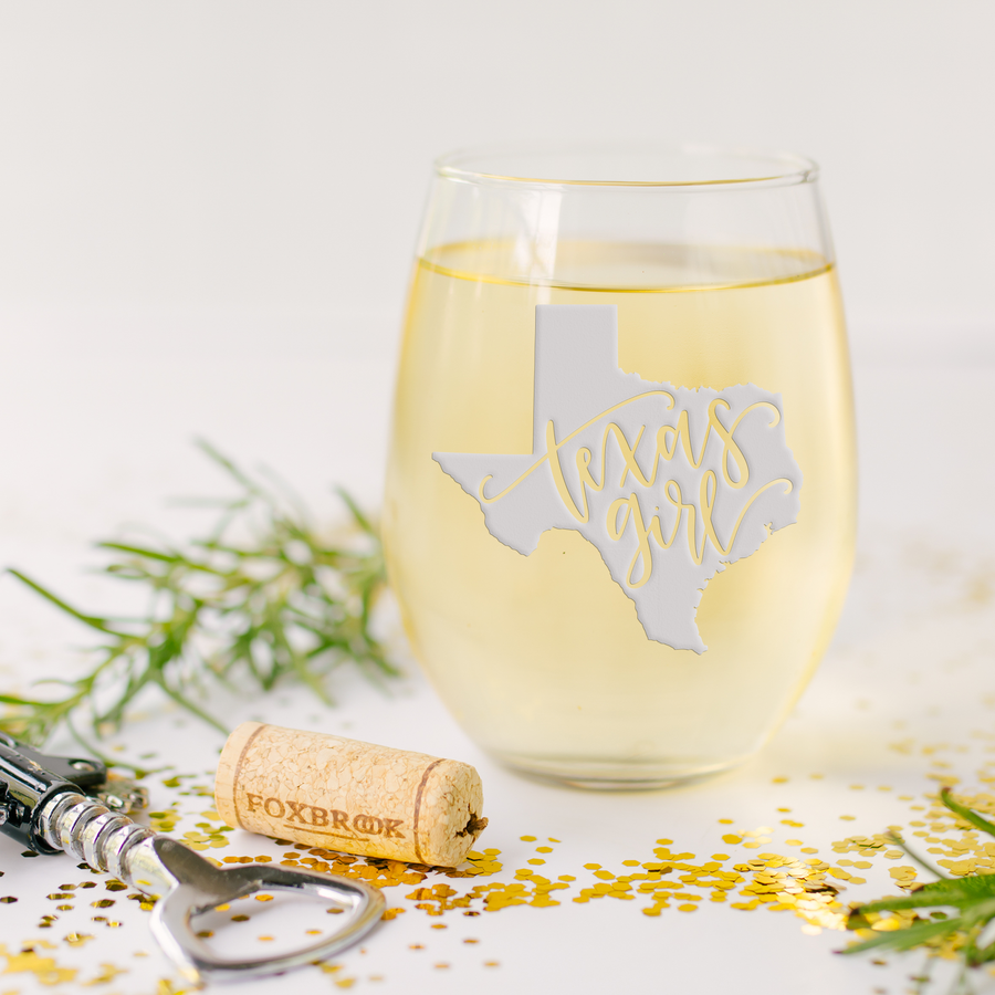 Texas Girl Stemless Wine Glass