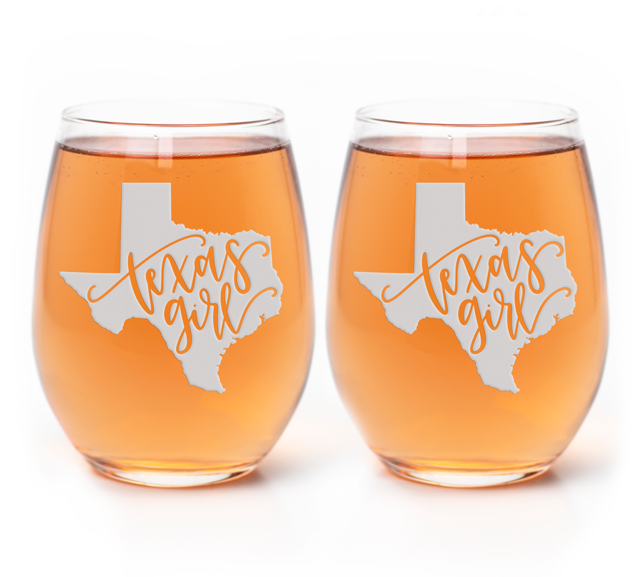 Texas Girl Stemless Wine Glass