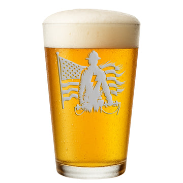 Us Flag Lineman Pint Glass