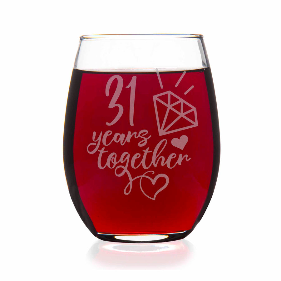 31 Year 31st Wedding Anniversary Gift Stemless Wine Glass