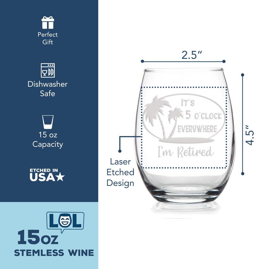 5 Oclock Everywhere Stemless Wine Glass