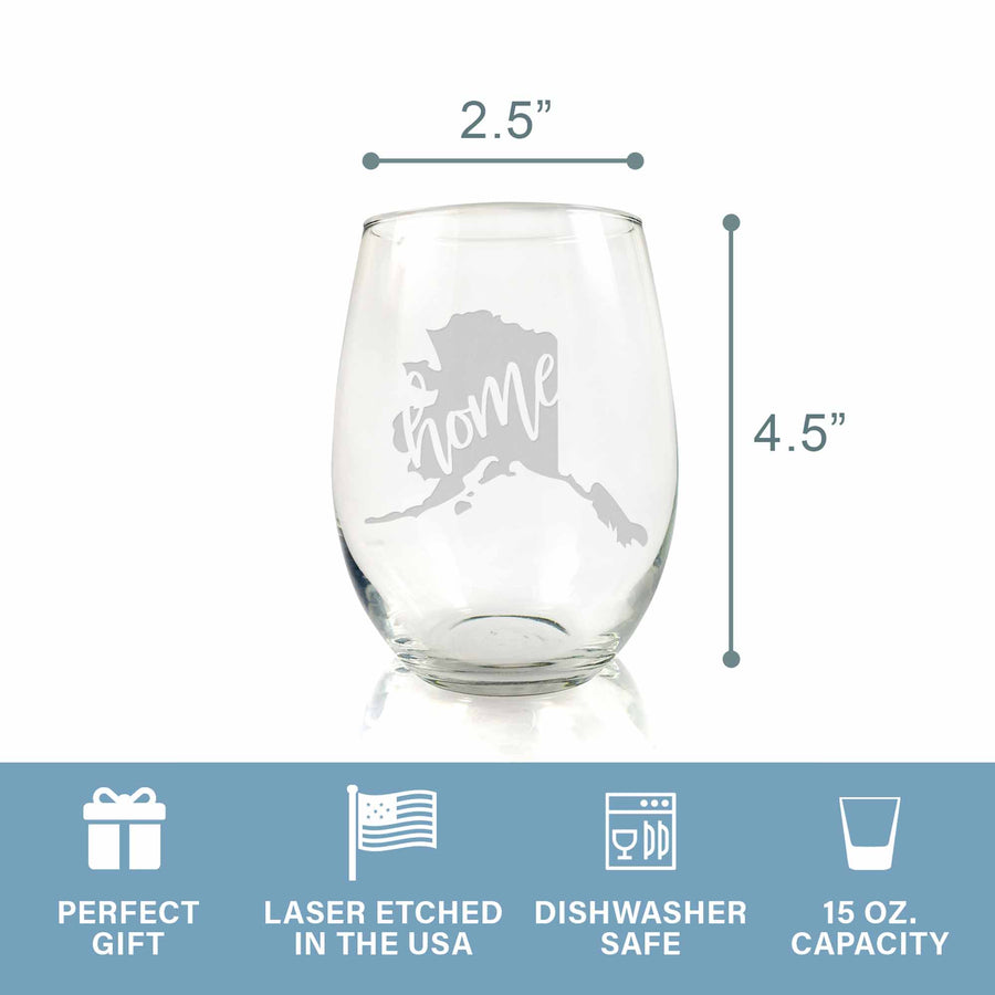 Alaska State Stemless Wine Glass