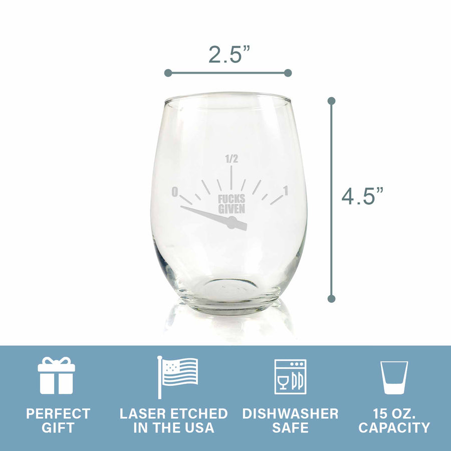 Amount Fcks Zero Given Stemless Wine Glass