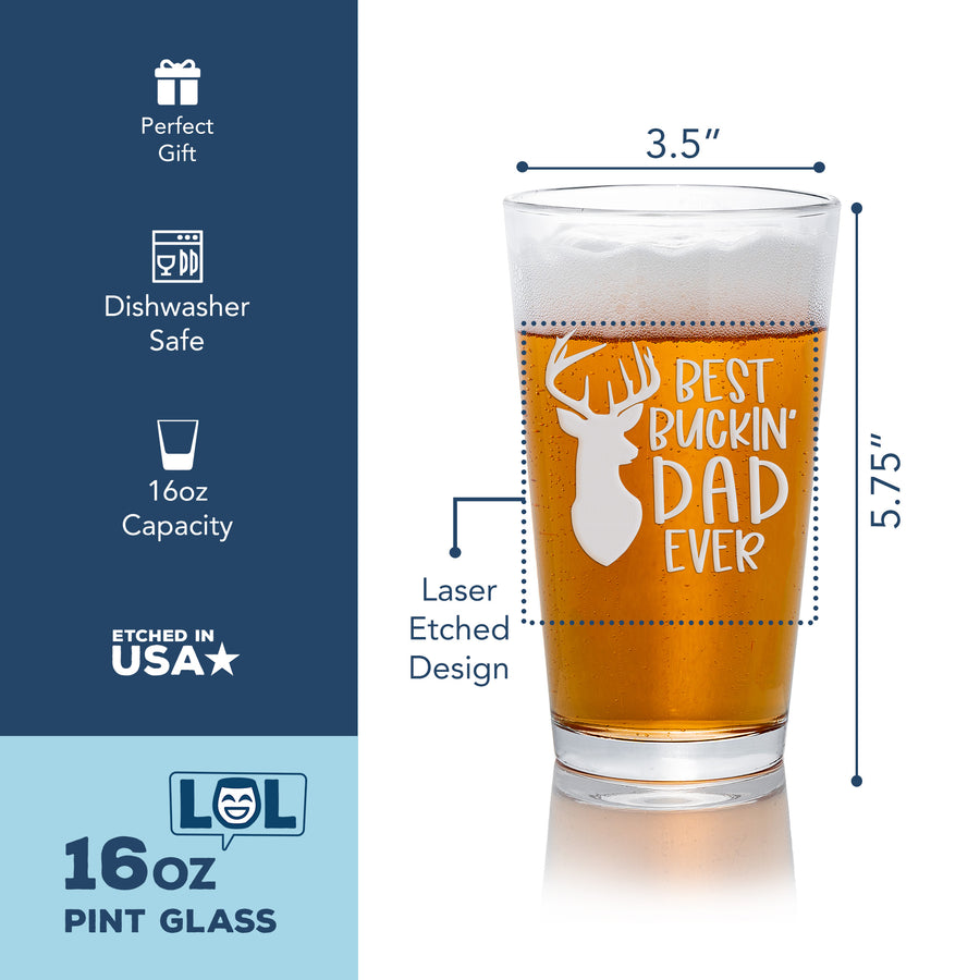 Best Buckin Dad Ever Pint Beer Glass