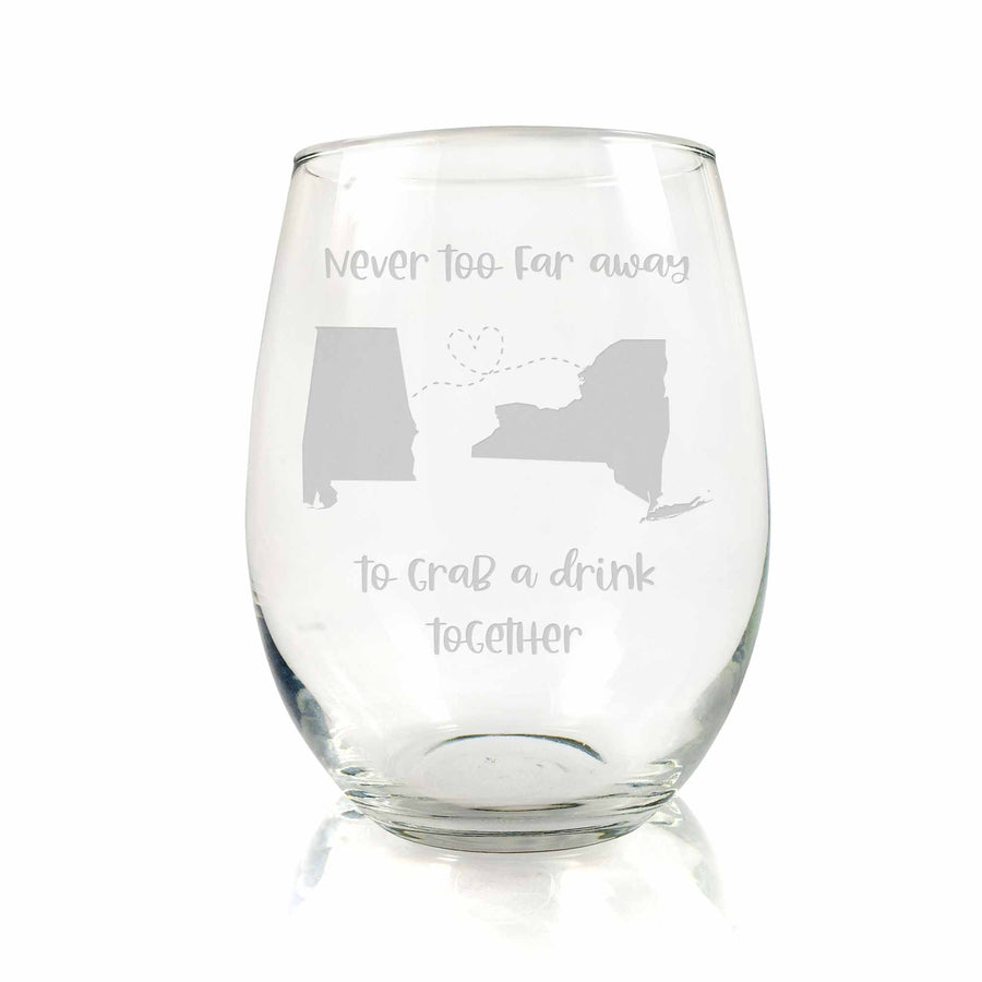 Best Friends State Heart Connected Custom Stemless Wine Glass