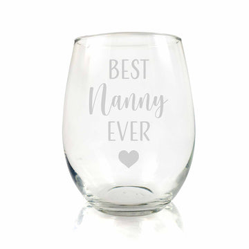 Best Nanny Ever Heart Stemless Wine Glass