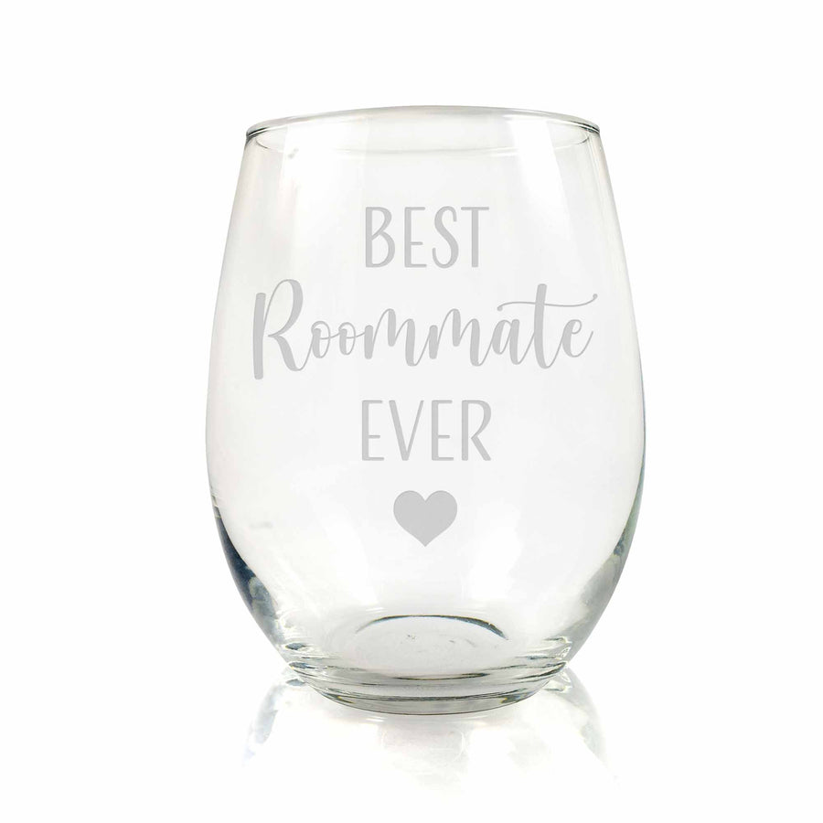 Best Roommate Ever Heart Stemless Wine Glass