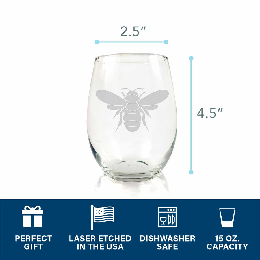 Bumble Bee Florist Bee Keeper Stemless Wine Glass