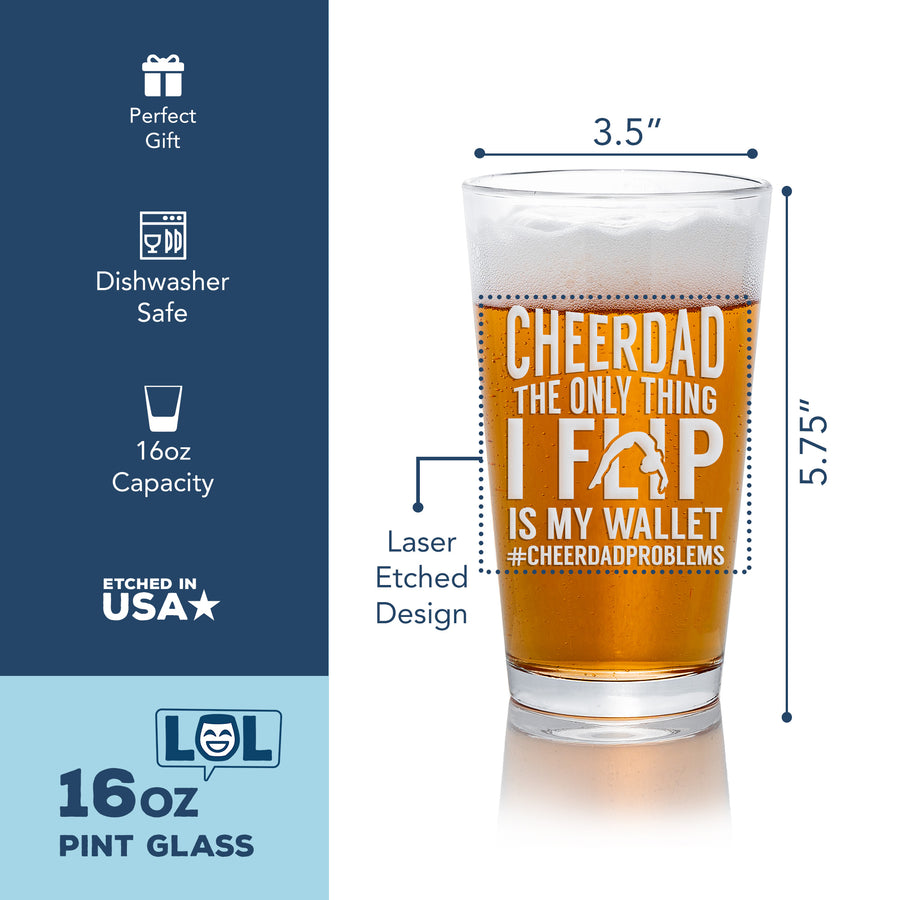Cheer Dad Problems Pint Beer Glass