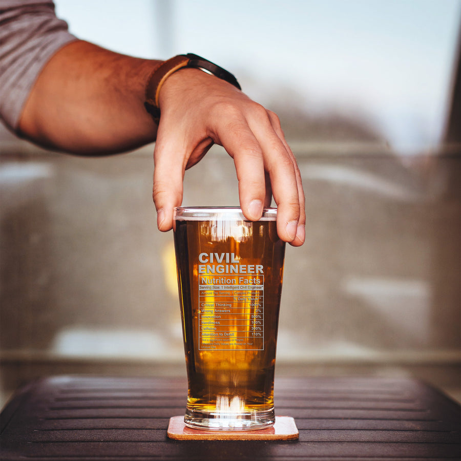 Civil Engineer Nutrition Facts Pint Beer Glass