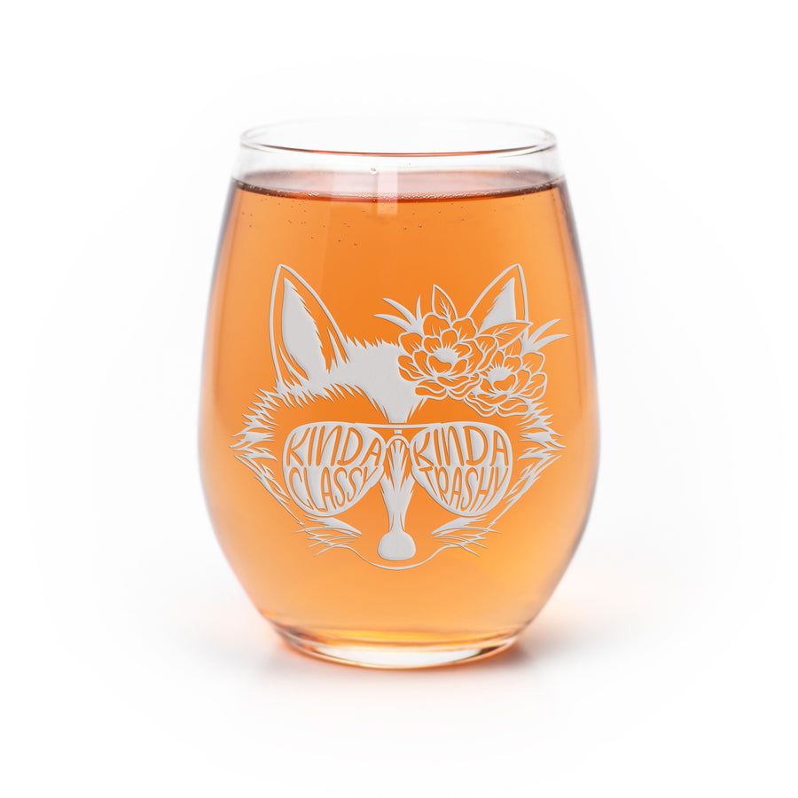 Classy Raccoon Stemless Wine Glass