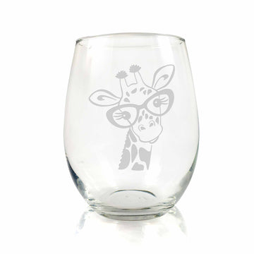 Cute Giraffe Glasses Stemless Wine Glass