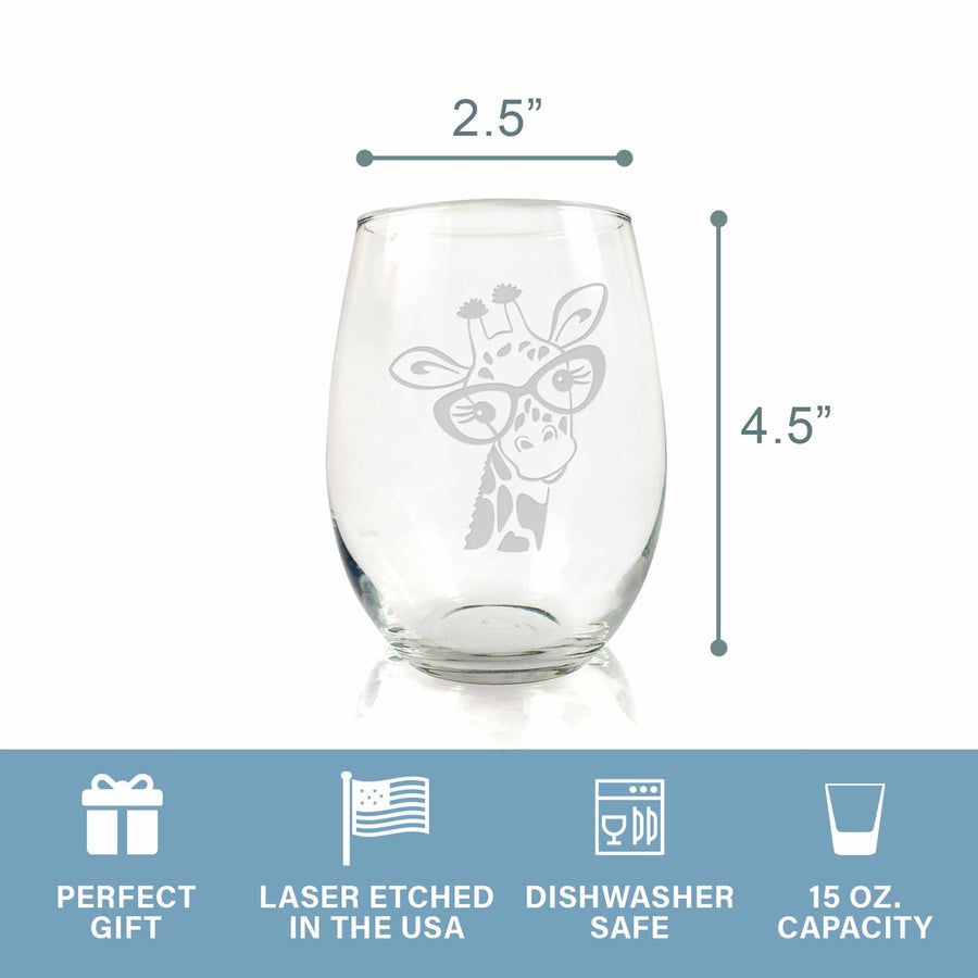 Cute Giraffe Glasses Stemless Wine Glass - Giraffe Gift, Wild Animal Glass,  Fun Wine Glass – LOL Glass