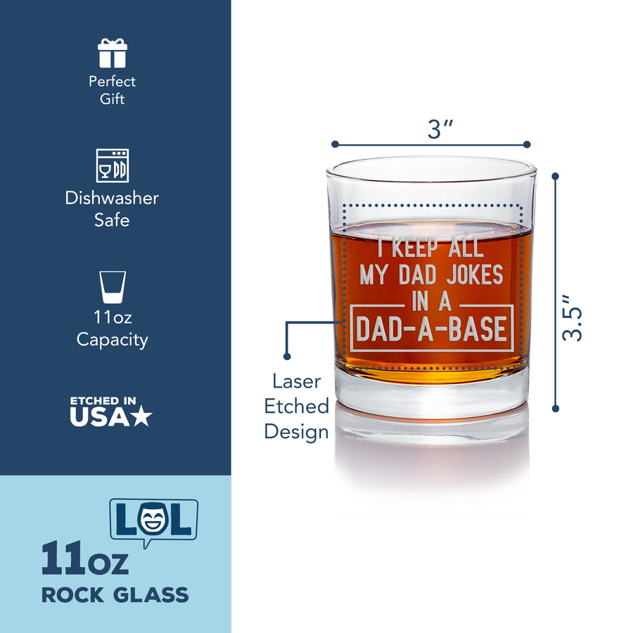 Dad A Base Dad Jokes Round Rocks Glass
