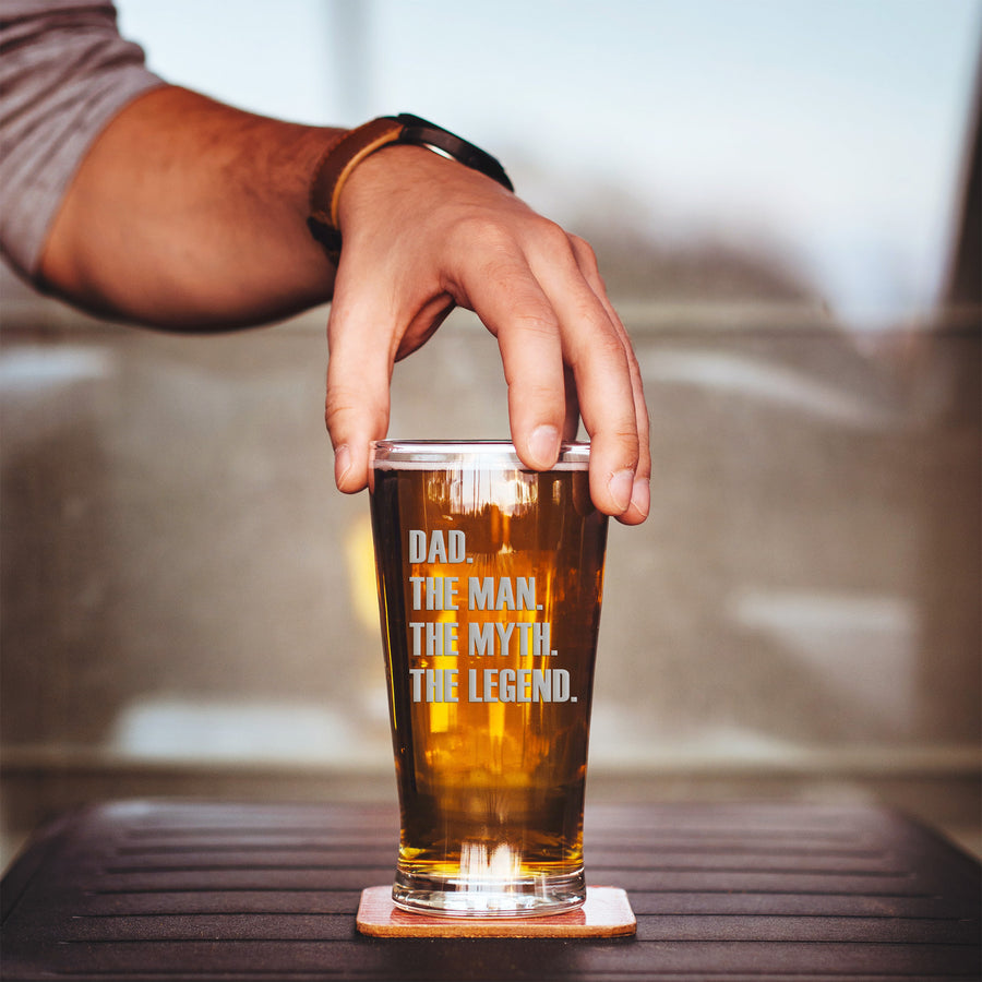 Dad Man Myth Legend Pint Beer Glass