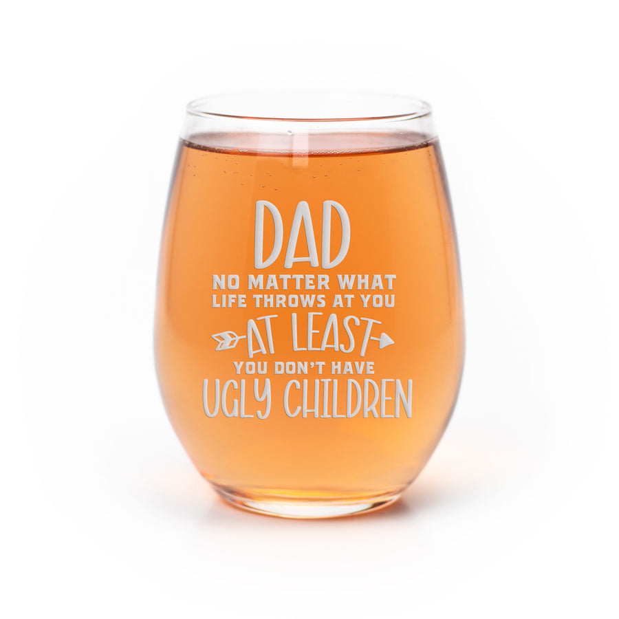 Dad No Matter What Stemless Wine Glass