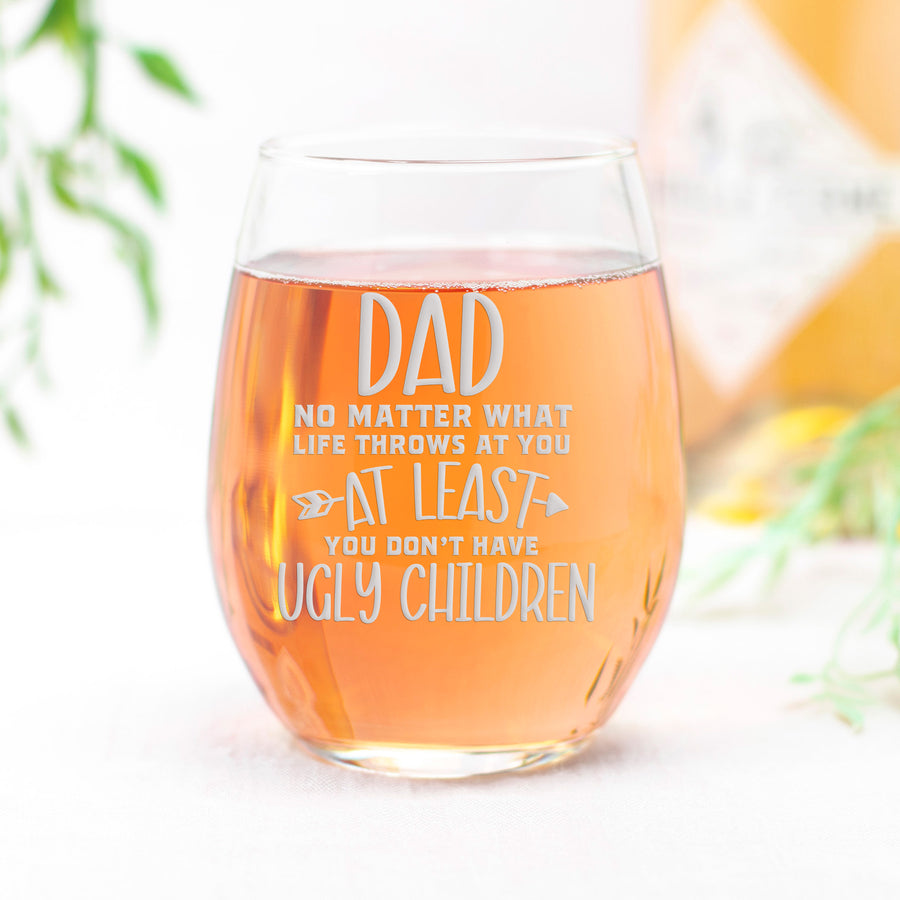 Dad No Matter What Stemless Wine Glass