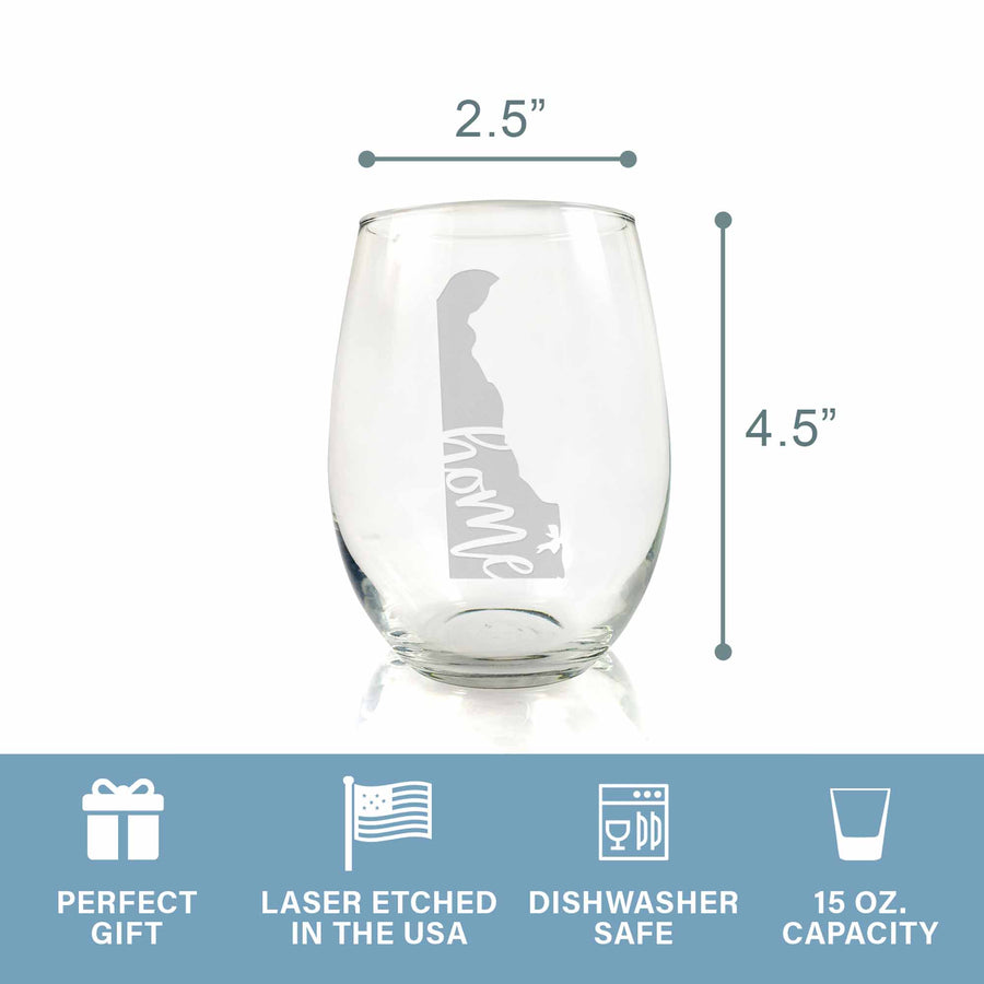 Delaware State Stemless Wine Glass