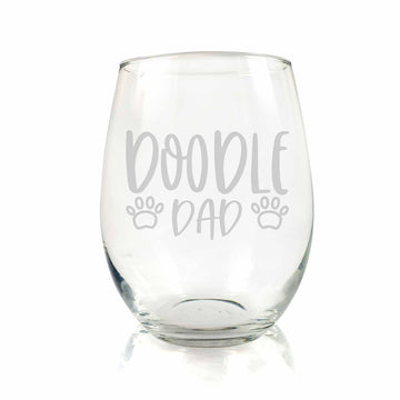 Doodle Dog Dad Stemless Wine Glass