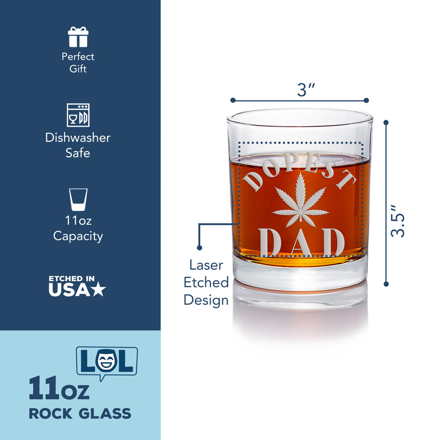Dopest Dad Round Rocks Glass