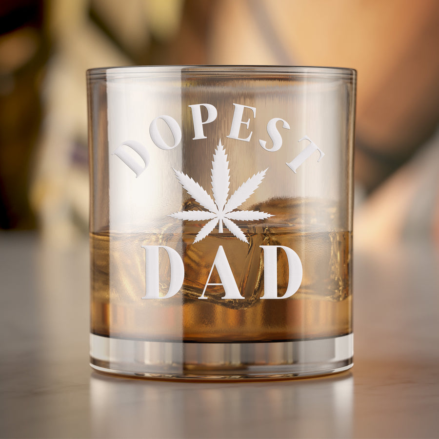 Dopest Dad Round Rocks Glass