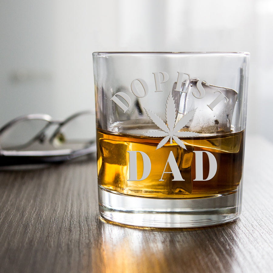 Dopest Dad Round Rocks Glass