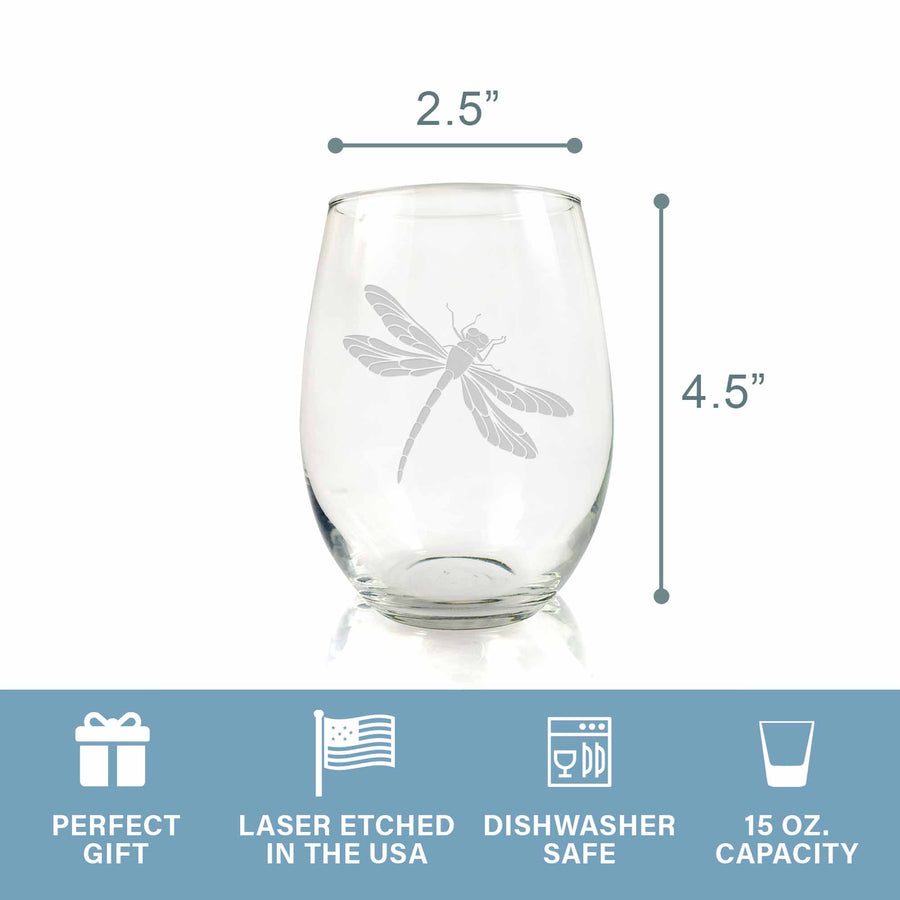 Dragonfly Stemless Wine Glass