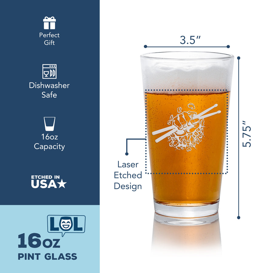 Drummer Punch Pint Beer Glass