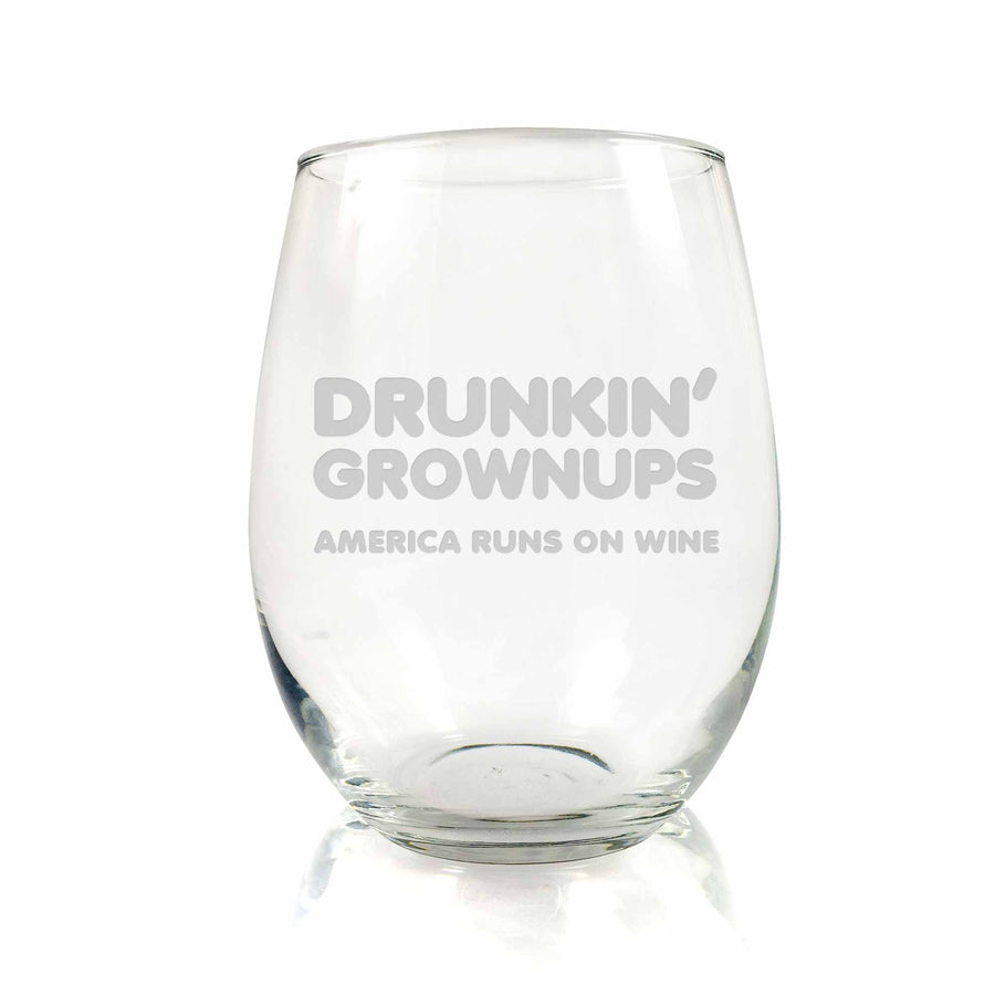 Drunkin Grownups Stemless Wine Glass
