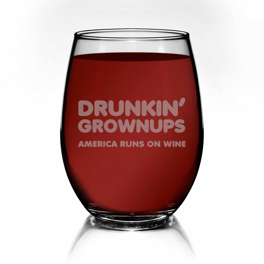 Drunkin Grownups Stemless Wine Glass