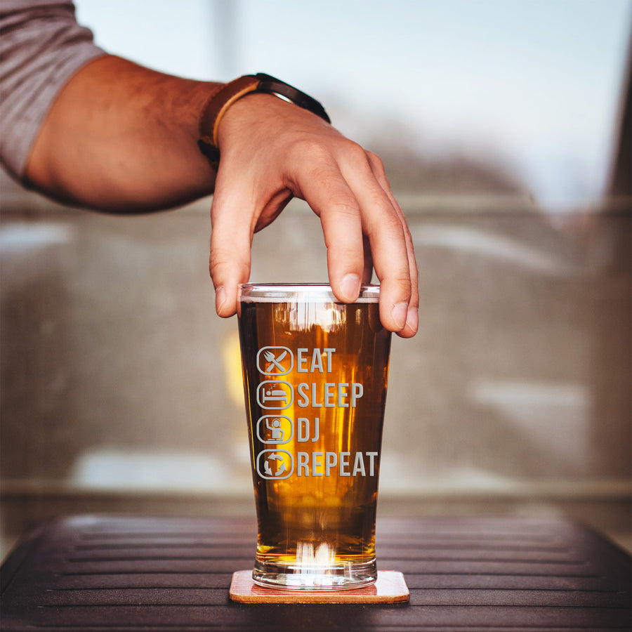 Eat Sleep Dj Pint Beer Glass