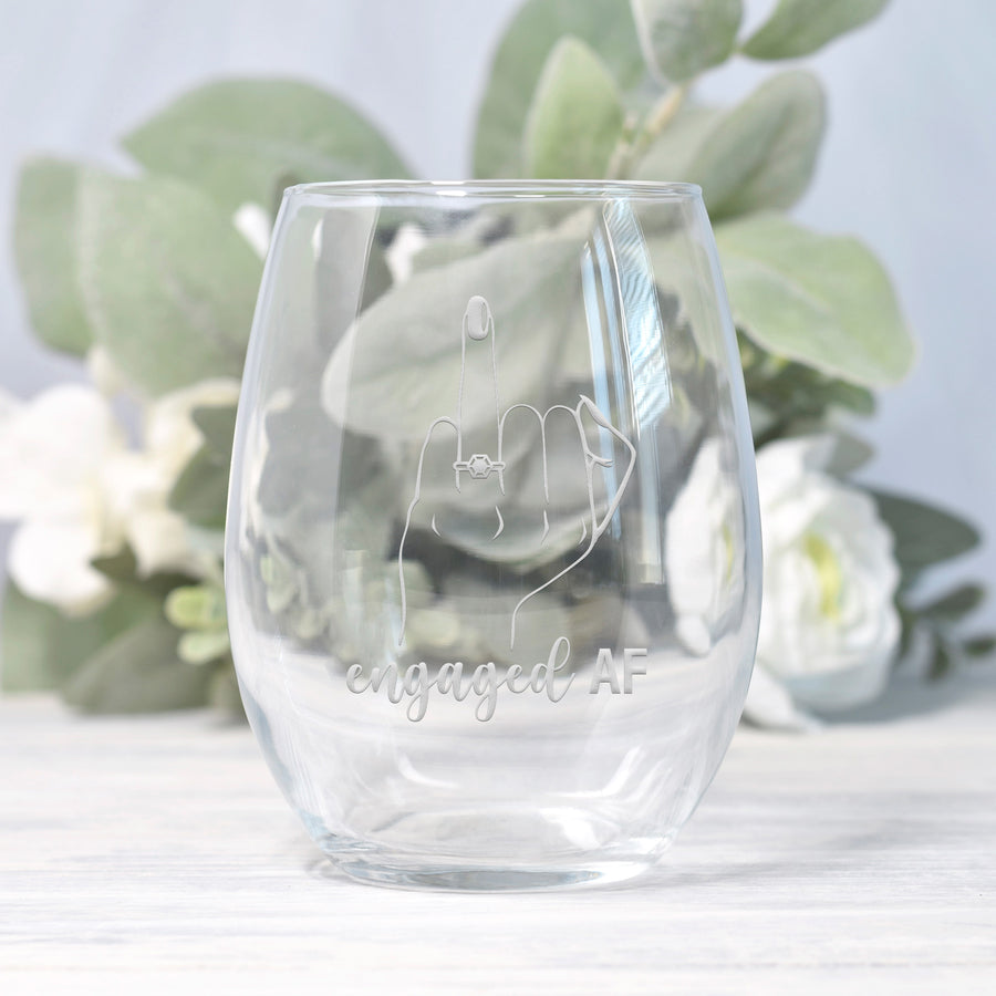 Engaged Af Finger Stemless Wine Glass