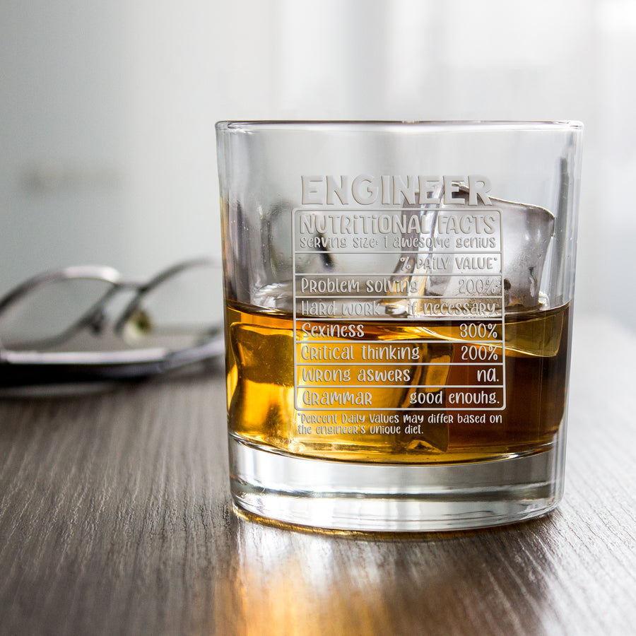 Engineer Nutrition Facts Round Rocks Glass