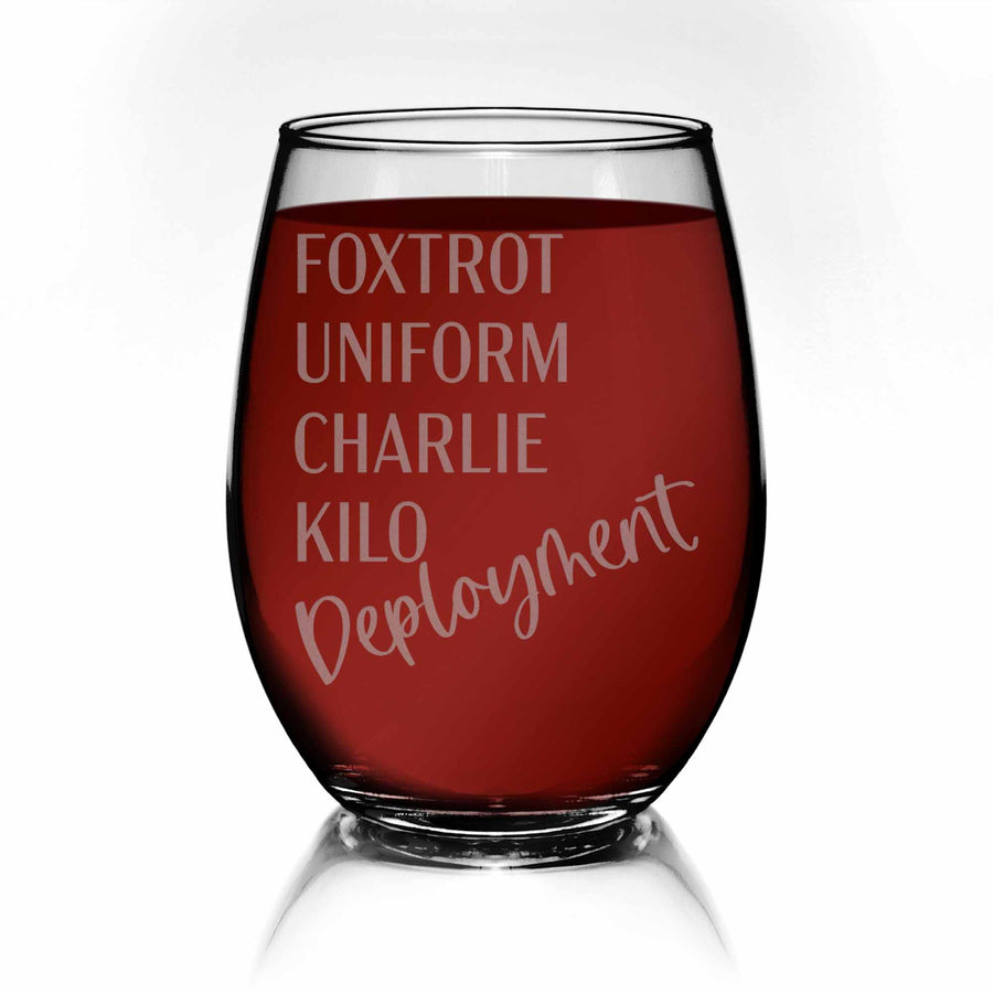 Fck Deployment Military Stemless Wine Glass