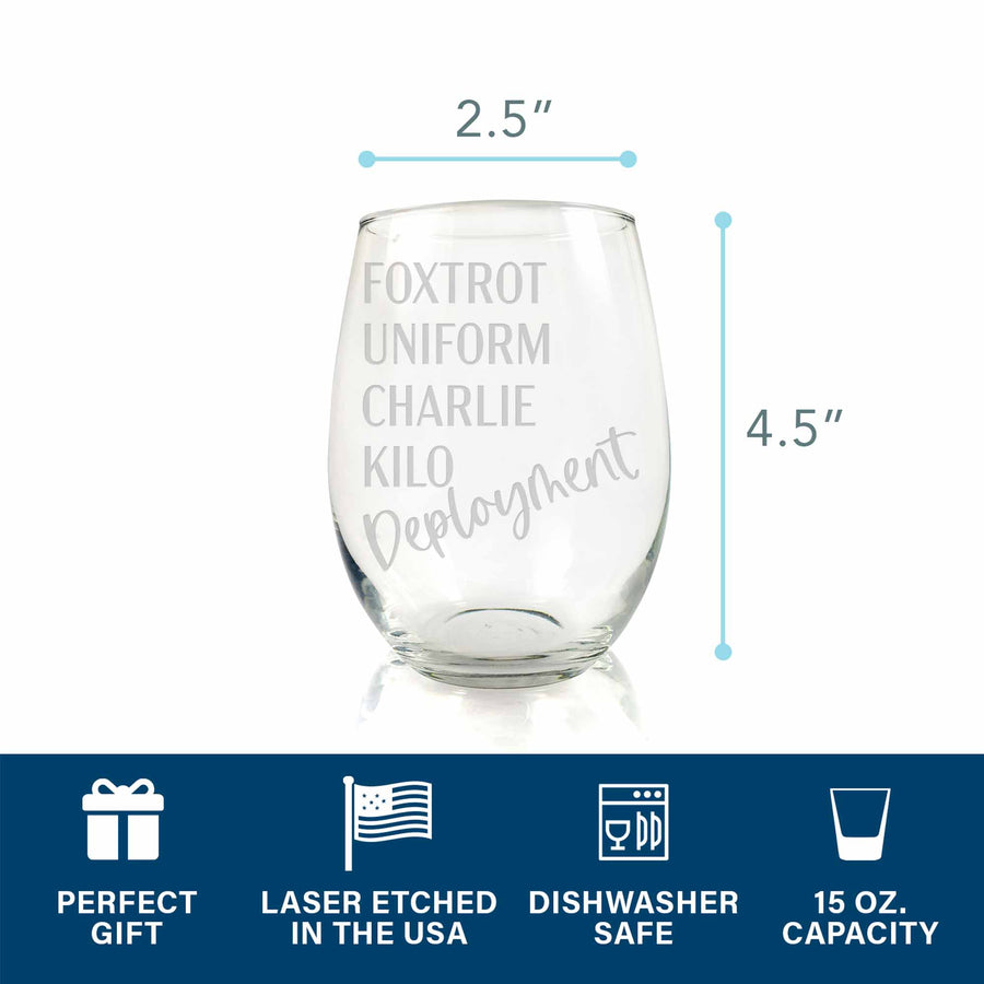 Fck Deployment Military Stemless Wine Glass