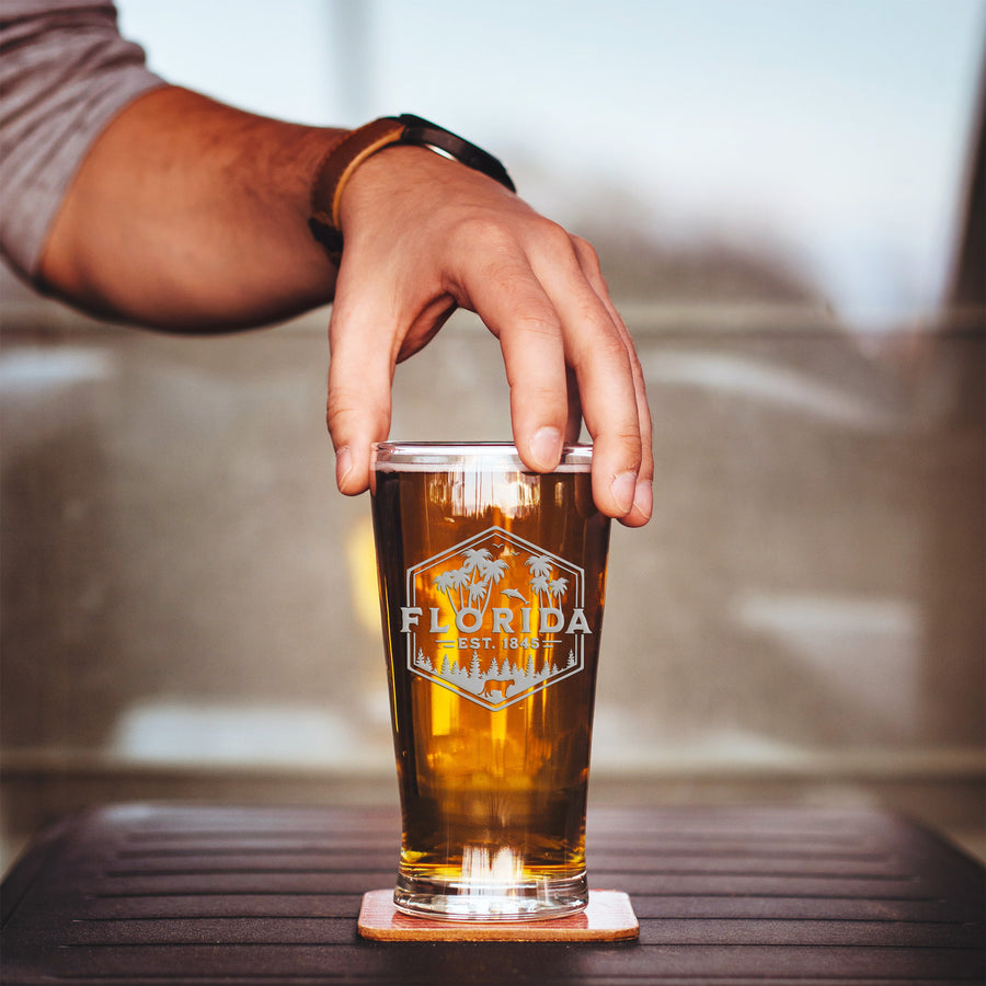 Florida Est Badge Pint Beer Glass