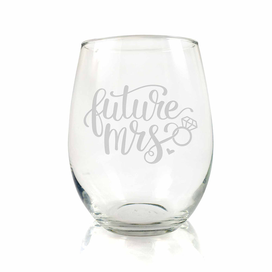 Future Mrs With Ring Stemless Wine Glass