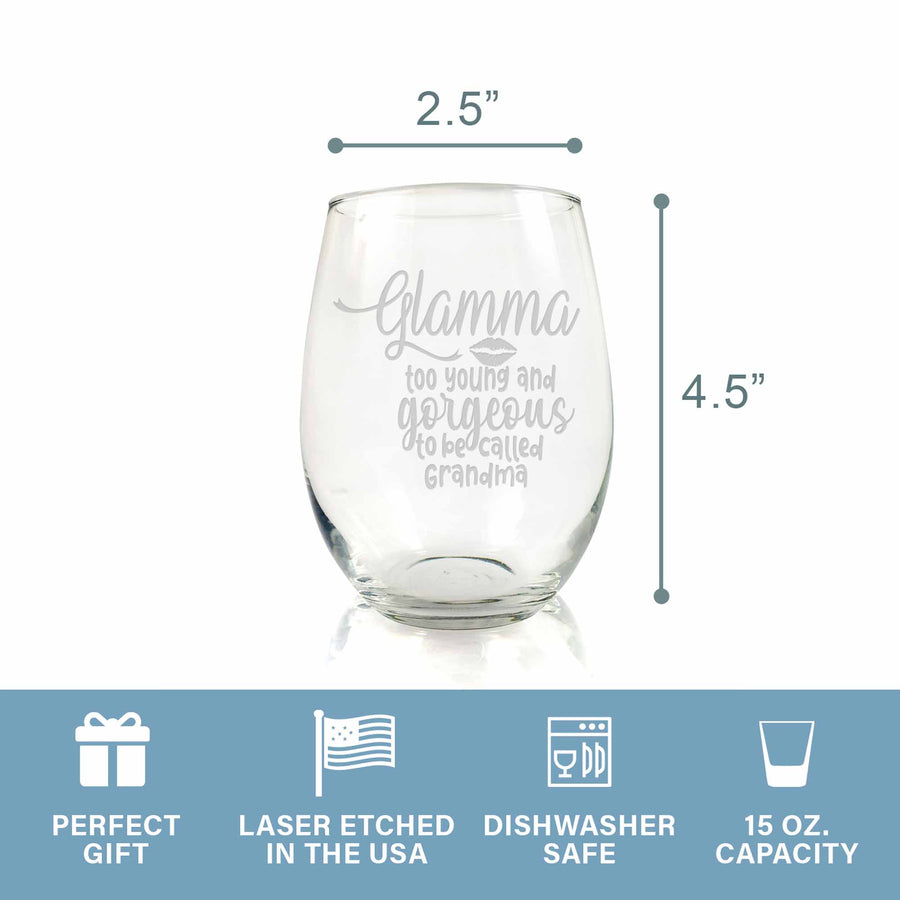 Glamma Too Young Gorgeous Grandma Stemless Wine Glass