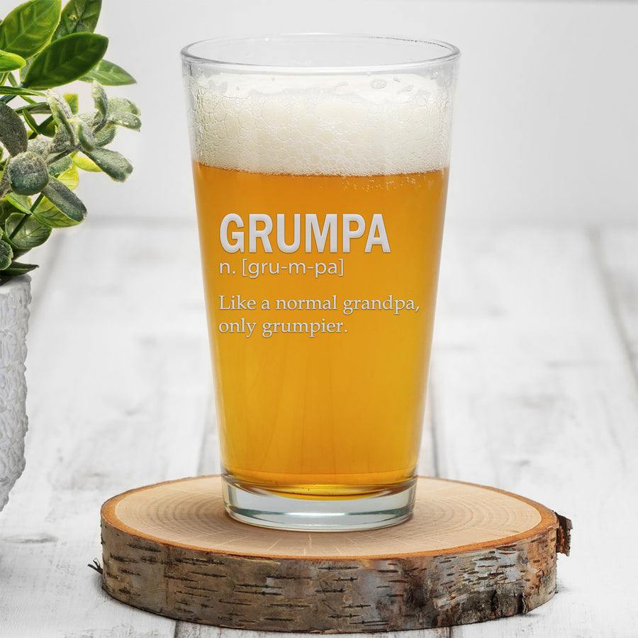 Grumpa Definition Pint Beer Glass