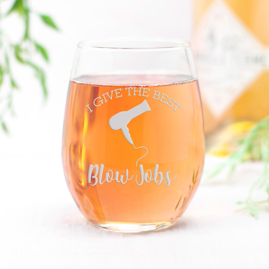 Hairdresser Best Blow Stemless Wine Glass