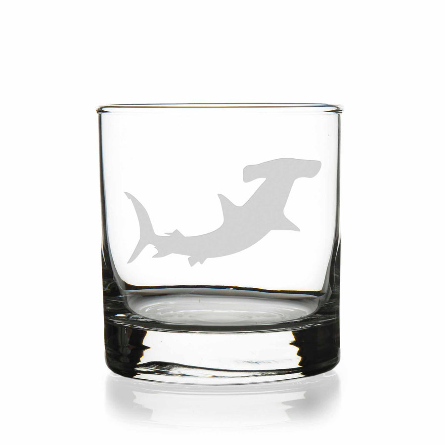 Hammerhead Shark Round Rocks Glass