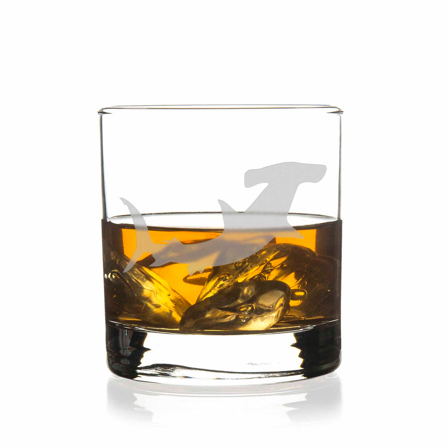 Hammerhead Shark Round Rocks Glass