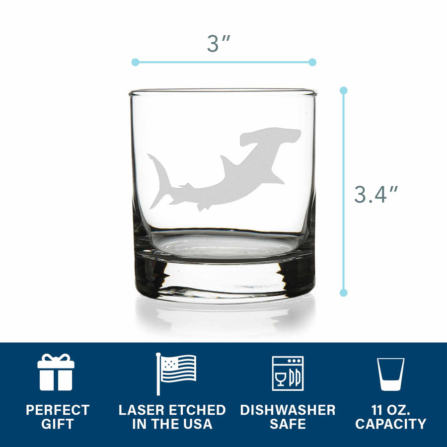 Hammerhead Shark Round Rocks Glass