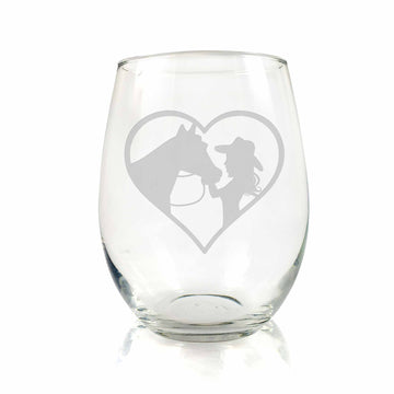 Heart Cowgirl Stemless Wine Glass