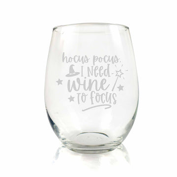 Hocus Pocus Need Wine To Focus Stemless Wine Glass