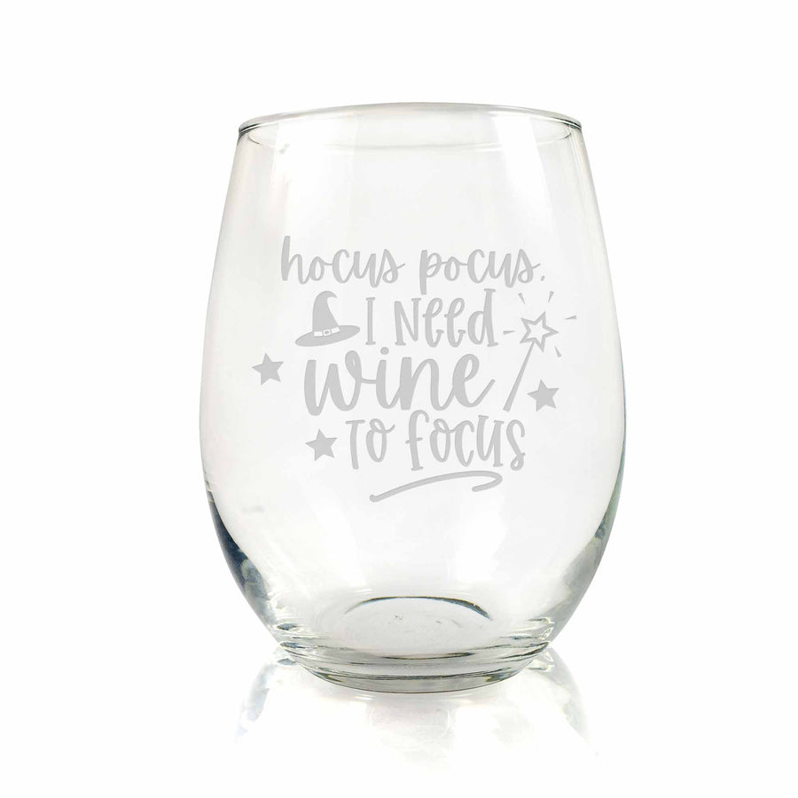 Hocus Pocus Need Wine To Focus Stemless Wine Glass