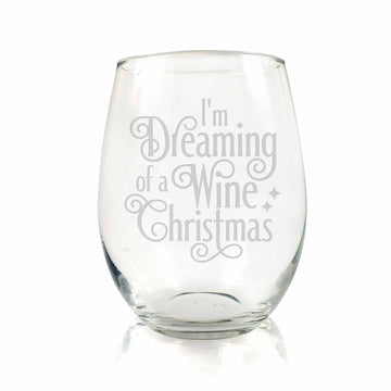 Im Dreaming Of A Wine Christmas Stemless Wine Glass